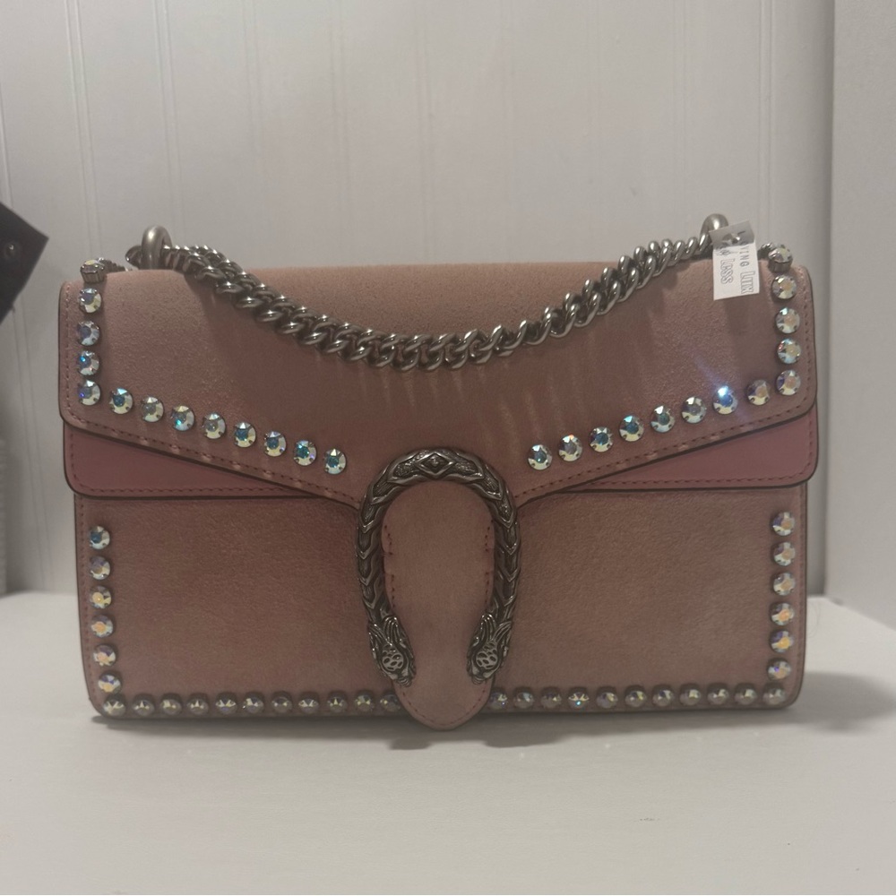 Gucci Dionysus Pink Suede Crystal Studded Chain Shoulder Bag